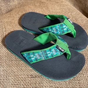 Teva Kids Woven Thong Flip Flop Green Black